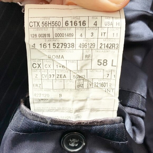 🌷SALE Ermenegildo Zegna Navy Pinstripe Wool Blazer Sport Coat Size 48L Italy - Picture 14 of 16